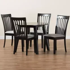 Classic Black Round Wood 5-pc. Dining Set