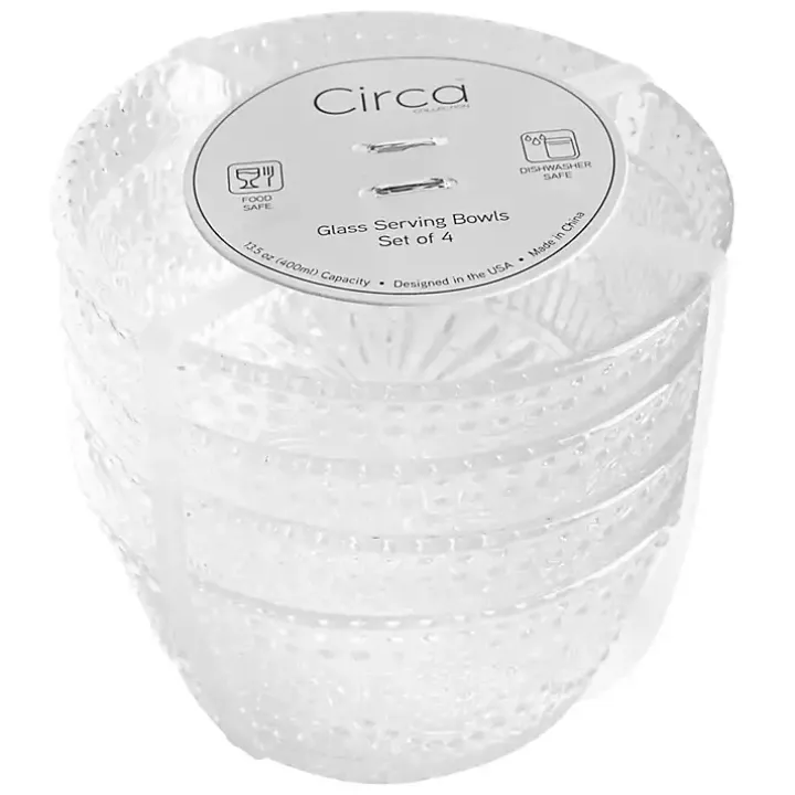 Clear Circa Hobnail Bowls, Set of 4