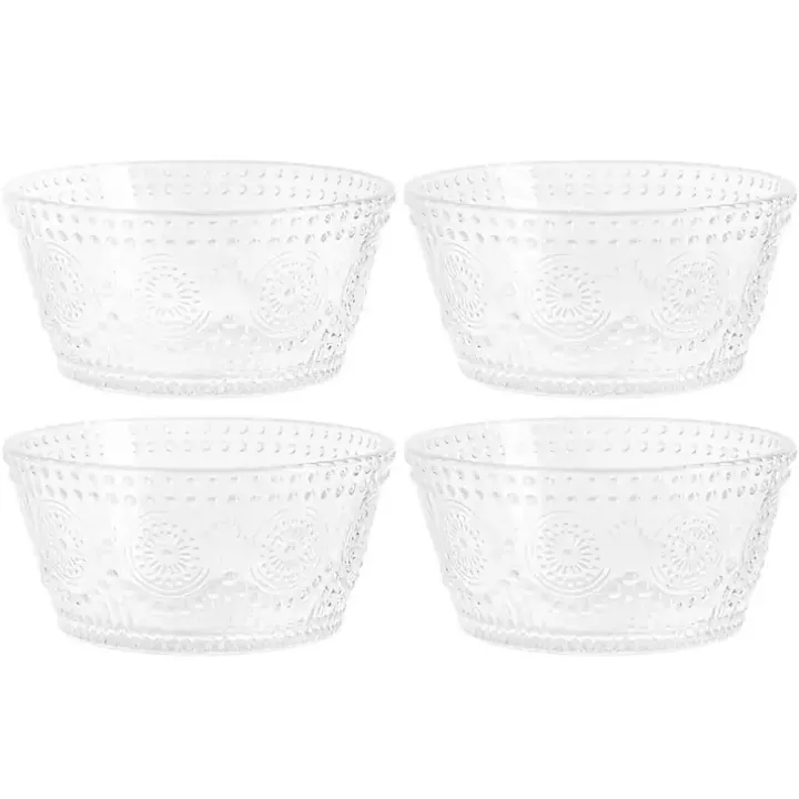 Clear Circa Hobnail Bowls, Set of 4