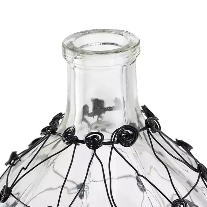 Clear Fishnet Wire Wrapped Vase