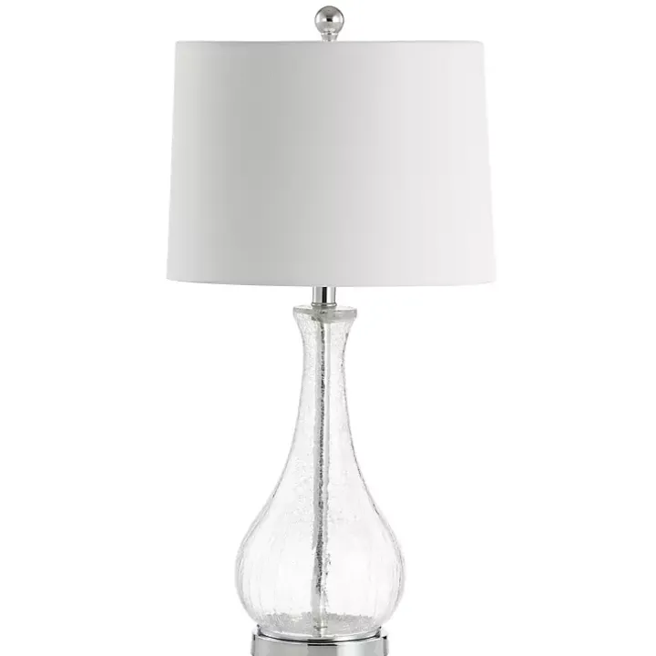 Clear Glass and Silver Metal Base Table Lamp