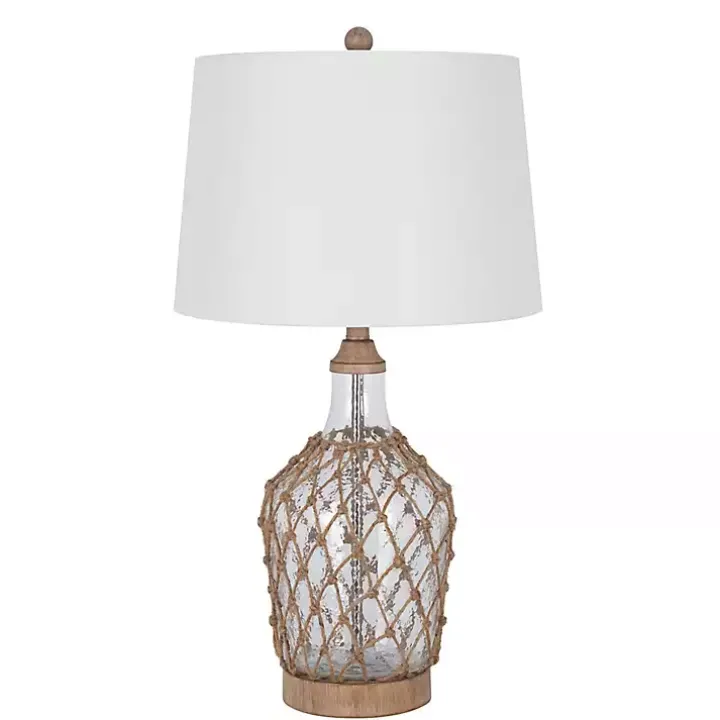 Clear Glass Coastal Netting Table Lamps, Set of 2