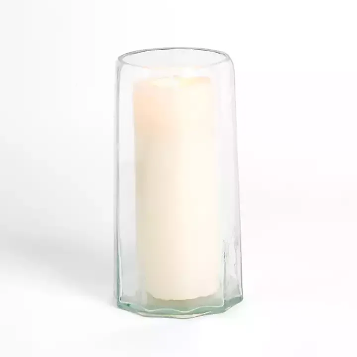 Clear Hammered Glass Hurricane, 12 in.