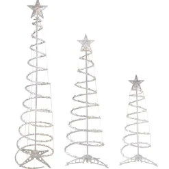 Clear Pre-Lit Spiral Christmas Trees, Set of 3