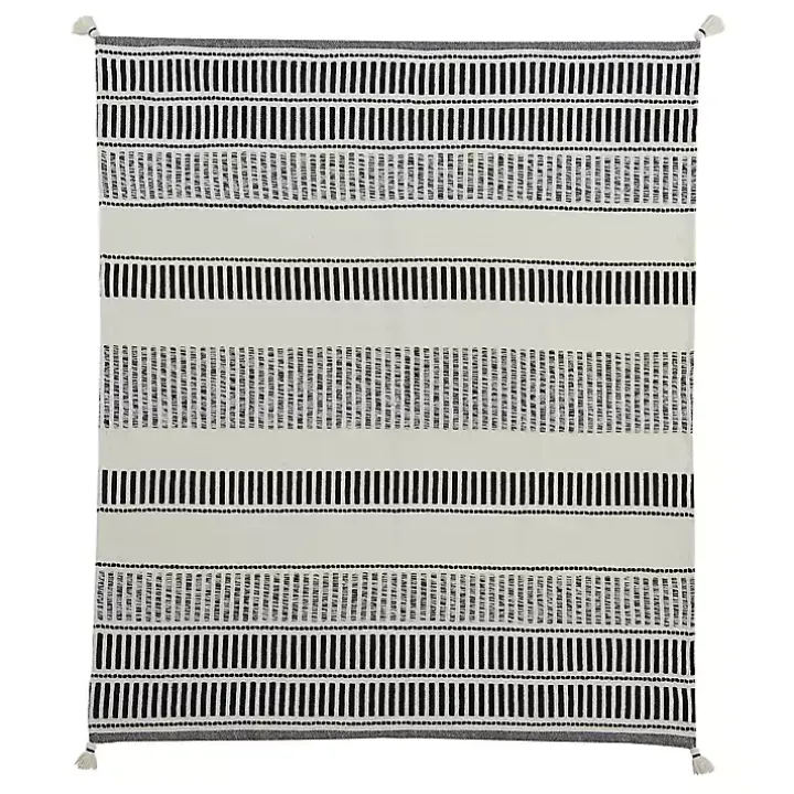 Coal Geometric Striped Throw