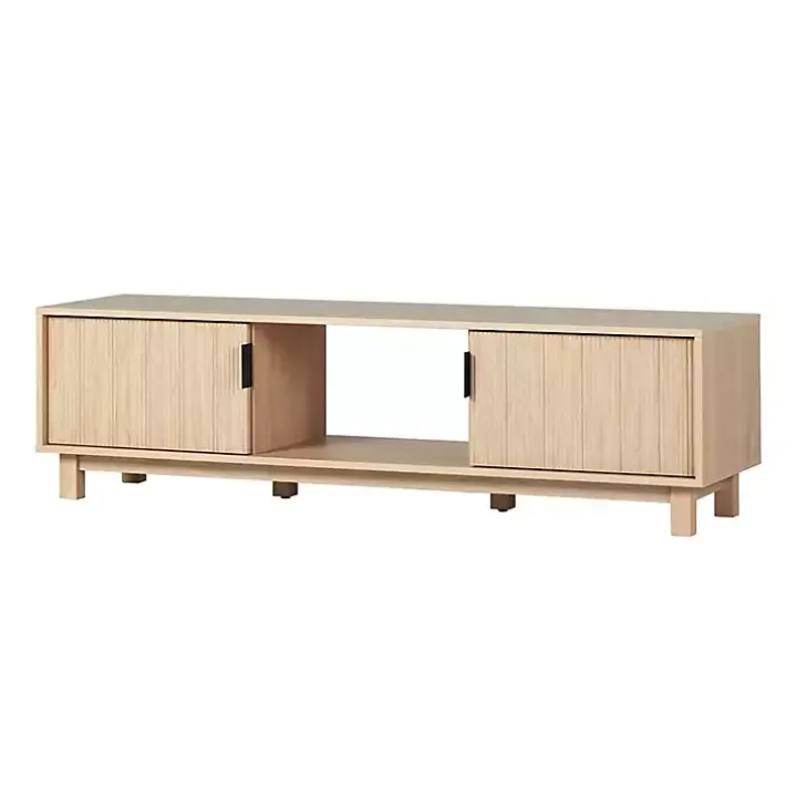 Coastal Oak Fluted 2-Door Compact TV Stand