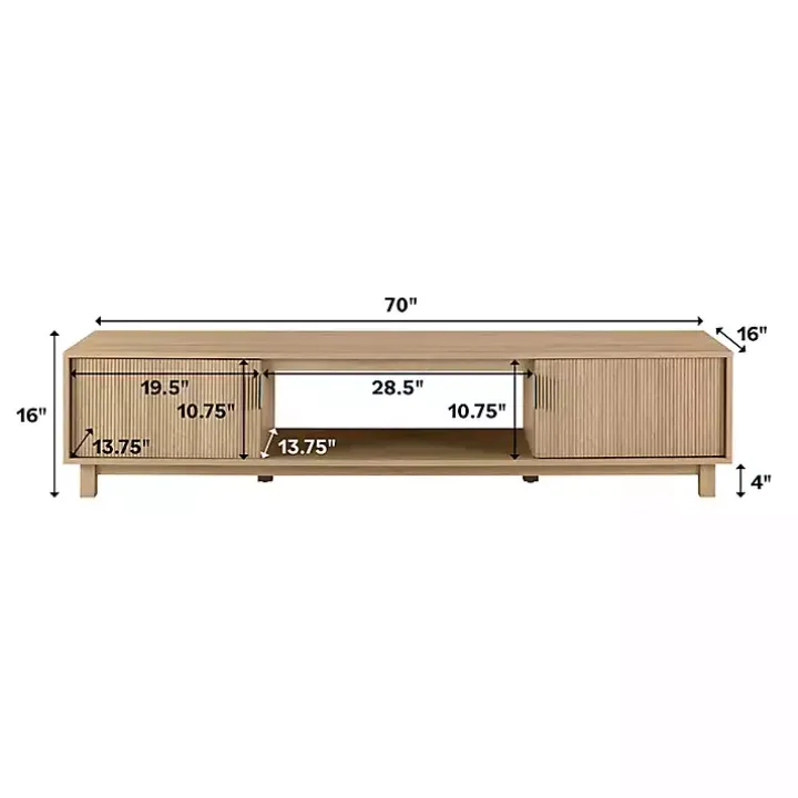 Coastal Oak Fluted 2-Door TV Stand
