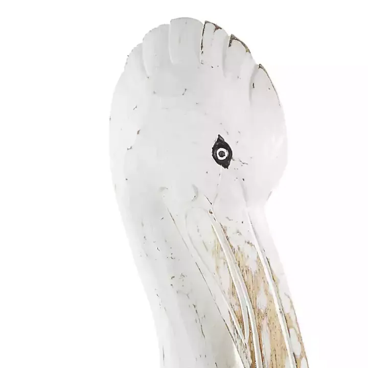 Coastal Pelican Wood Statue