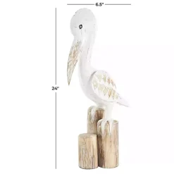 Coastal Pelican Wood Statue