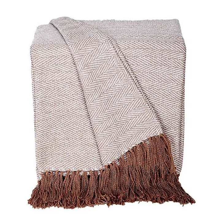 Coffee Chevron Tassel Throw