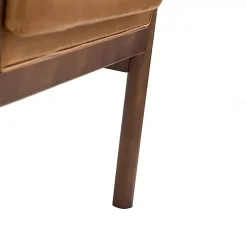 Cognac Faux Leather and Wood Accent Chair