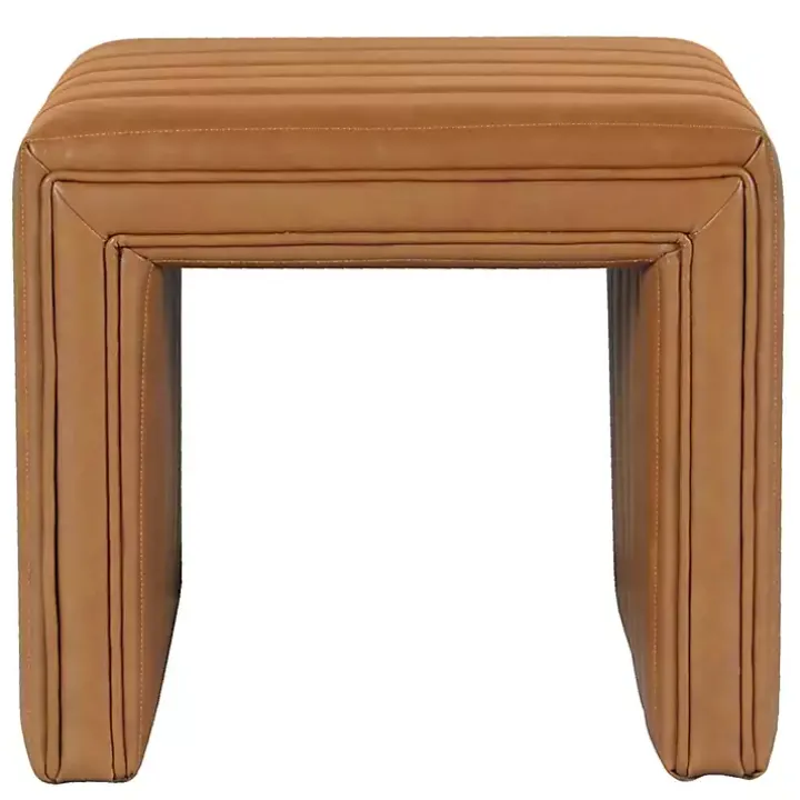 Cognac Leather Arch Ottoman