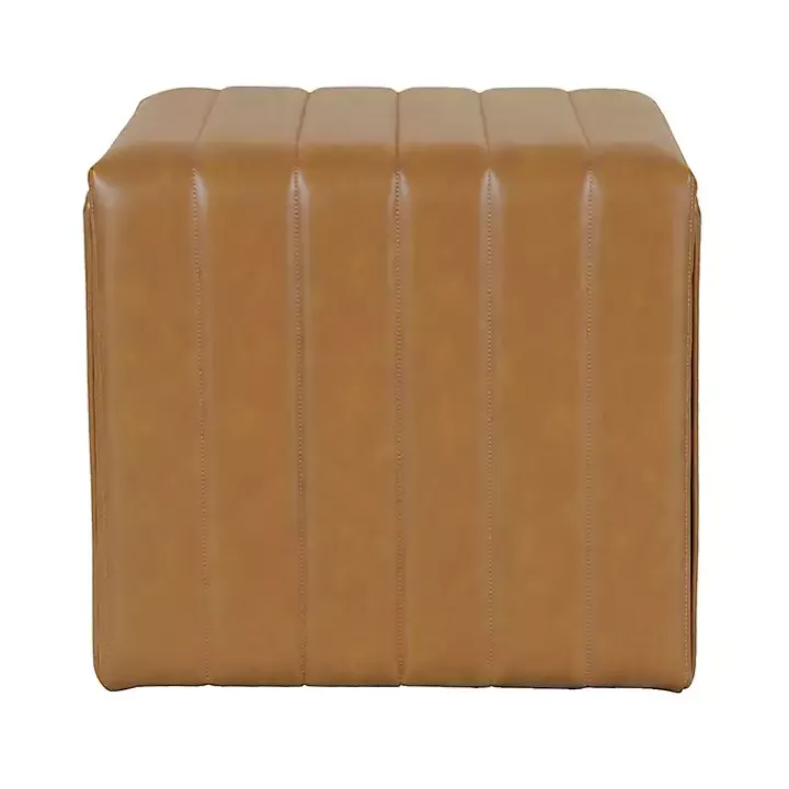 Cognac Leather Arch Ottoman