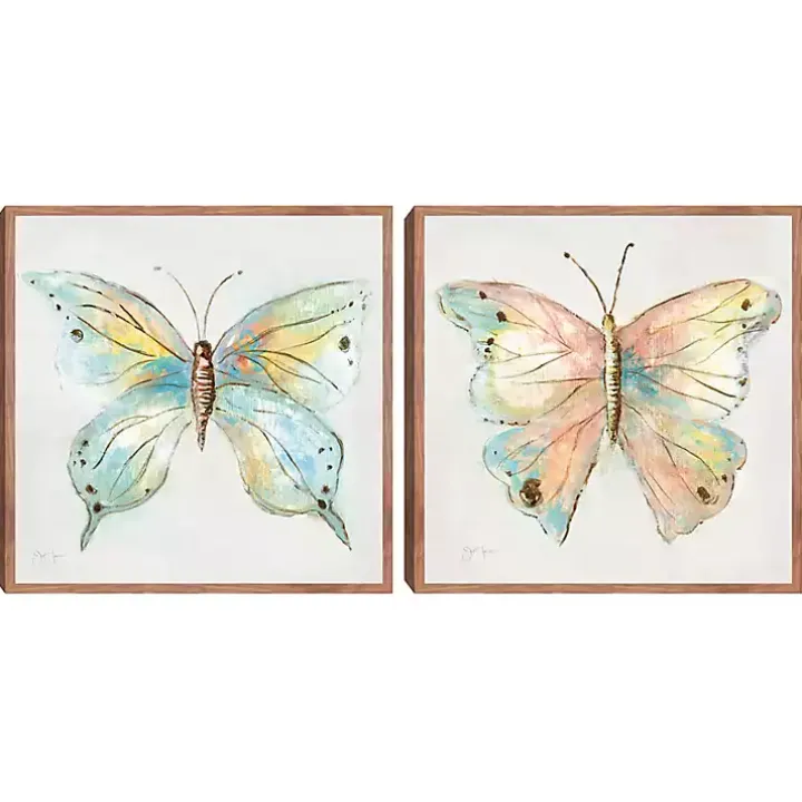 Colorful Butterfly Framed Canvas Prints, Set of 2