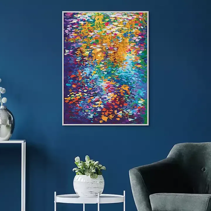 Colorful Dance of Leaves Framed Canvas Art Print