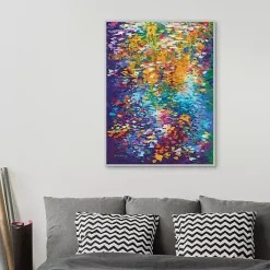 Colorful Dance of Leaves Framed Canvas Art Print