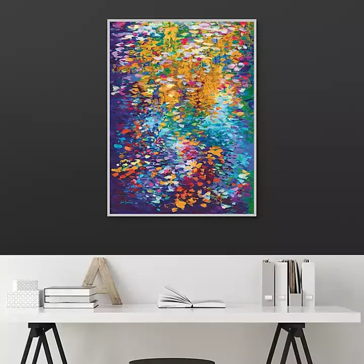 Colorful Dance of Leaves Framed Canvas Art Print