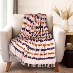 Colorful Fringe Stripe Throw