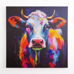 Colorful Moo Canvas Art Print