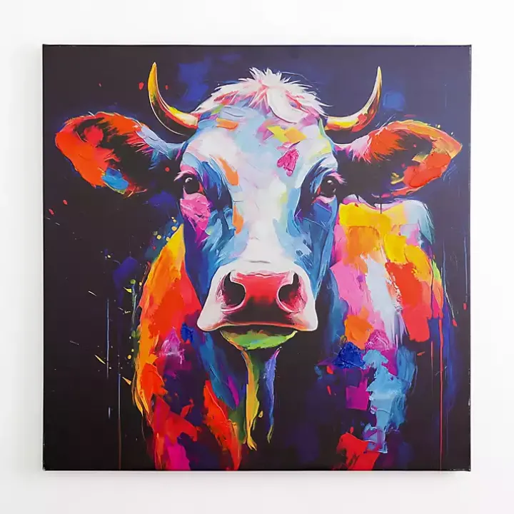 Colorful Moo Canvas Art Print