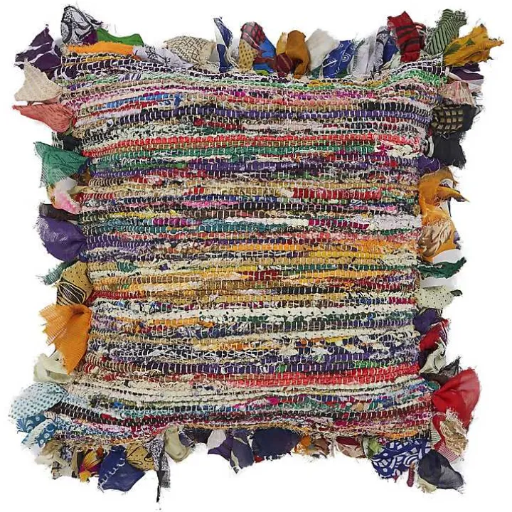 Colorful Striped Shabby Chic Throw Pillow
