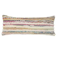 Colorful Stripes Textured Handwoven Lumbar Pillow