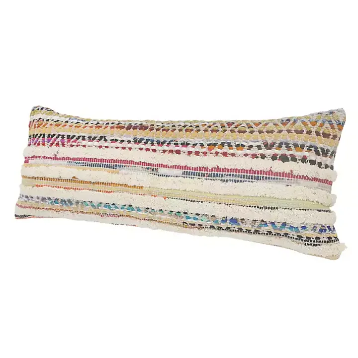 Colorful Stripes Textured Handwoven Lumbar Pillow