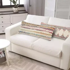 Colorful Stripes Textured Handwoven Lumbar Pillow