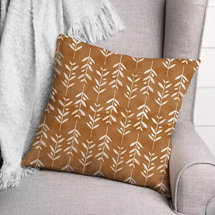 Copper & White Flowers Indoor/Outdoor Pillow