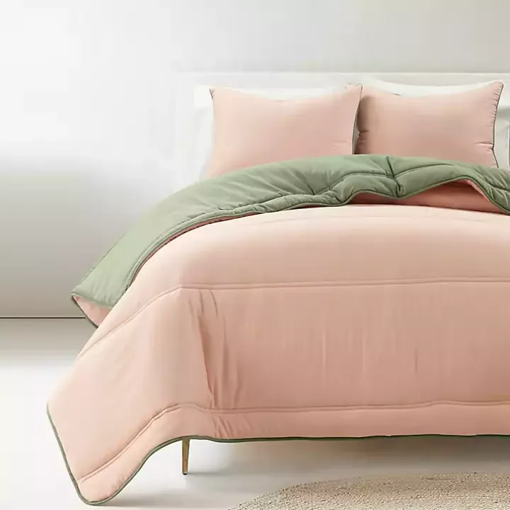 Coral & Sage Reversible 3-pc. Queen Comforter Set