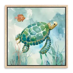 Coral Bay Sea Turtle Framed Canvas Art Print