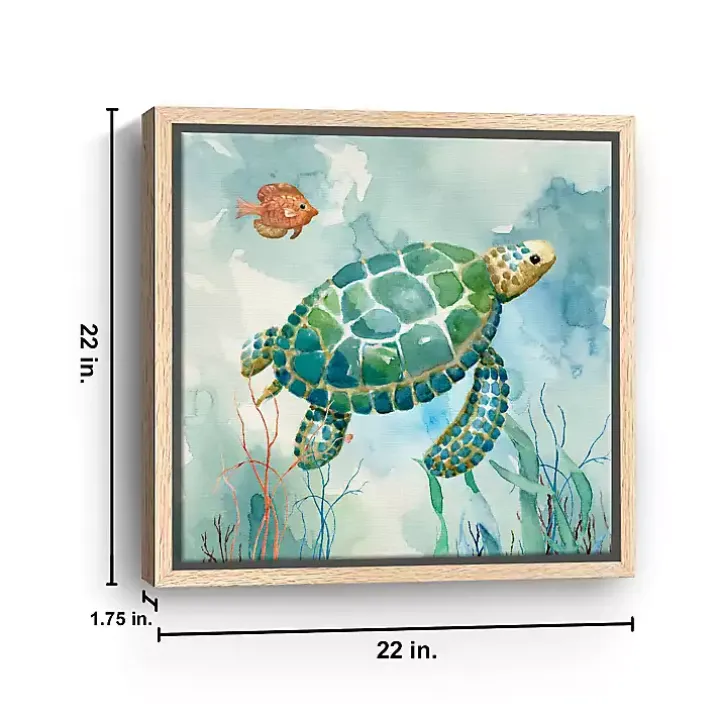 Coral Bay Sea Turtle Framed Canvas Art Print