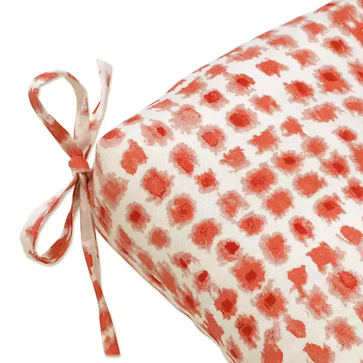 Coral Checkered Outdoor Bench Cushion