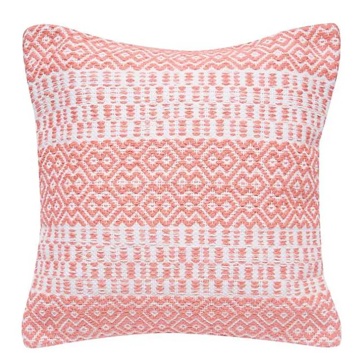 Coral Diamond Stripe Indoor/Outdoor Pillow