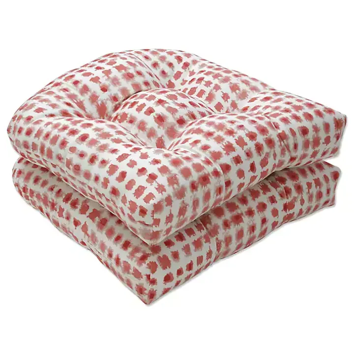 Coral Dotted 2-pc. Outdoor Chair Cushion Set