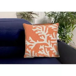 Coral Ocean Flower Outdoor Accent Pillow