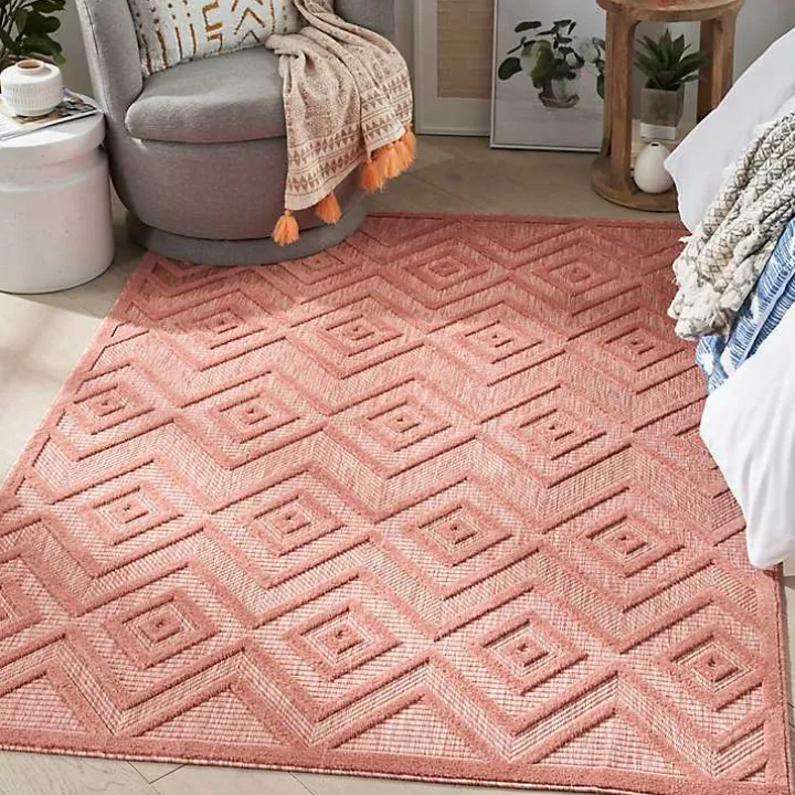Coral Orange Diamond Indoor/Outdoor Area Rug, 5x7
