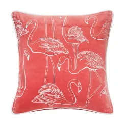 Coral Velvet Flamingo Pillow