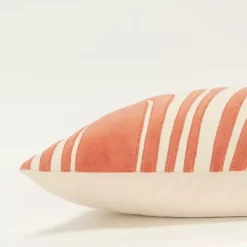 Coral Velvet Wave Lumbar Pillow
