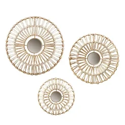 Corn Husk Wrapped Mirrors, Set of 3