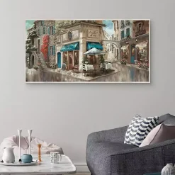 Corner Cafe Framed Canvas Art Print