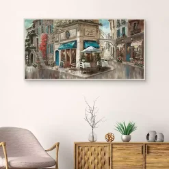 Corner Cafe Framed Canvas Art Print