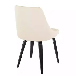 Cream & Black Faux Leather Dining Chairs, Set of 2
