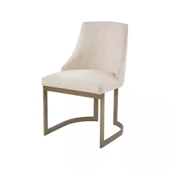 Cream and Gold Modern Dining Chairs, Set of 2