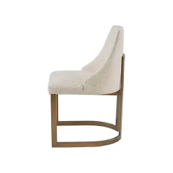 Cream and Gold Modern Dining Chairs, Set of 2