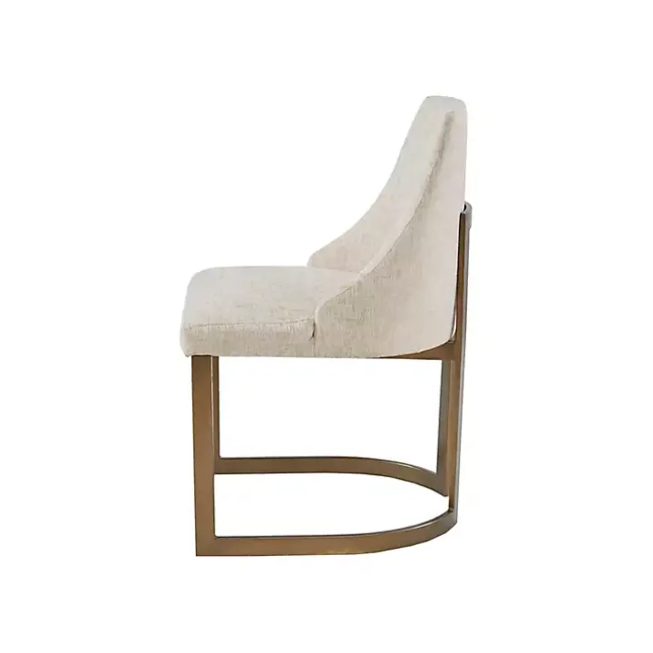 Cream and Gold Modern Dining Chairs, Set of 2