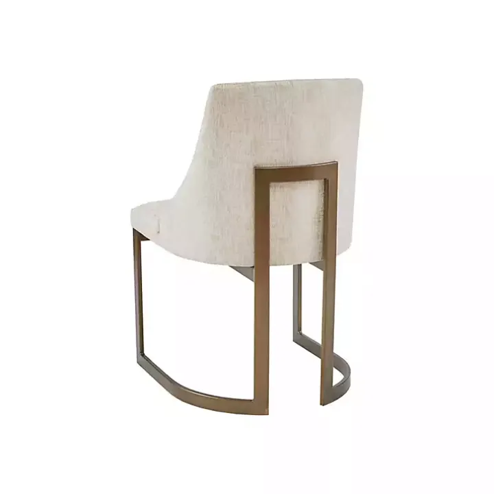 Cream and Gold Modern Dining Chairs, Set of 2