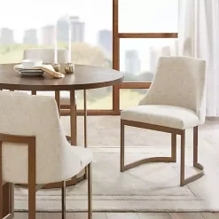 Cream and Gold Modern Dining Chairs, Set of 2