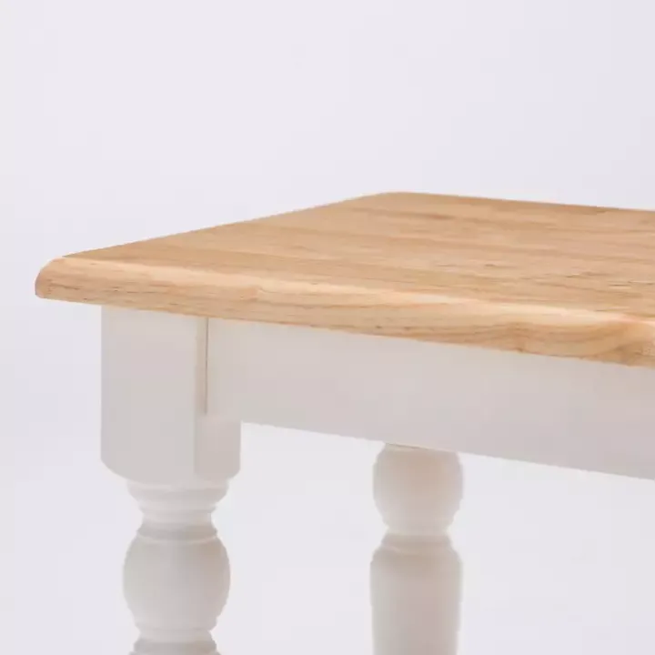 Cream and Natural Wood Dining Bench