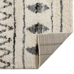 Cream Boho Striped Area Rug, 5x8